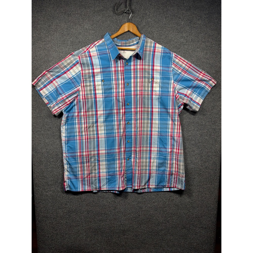 KingSize Shirt Men's 4XL Plaid Button Down Tall Short Sleeve